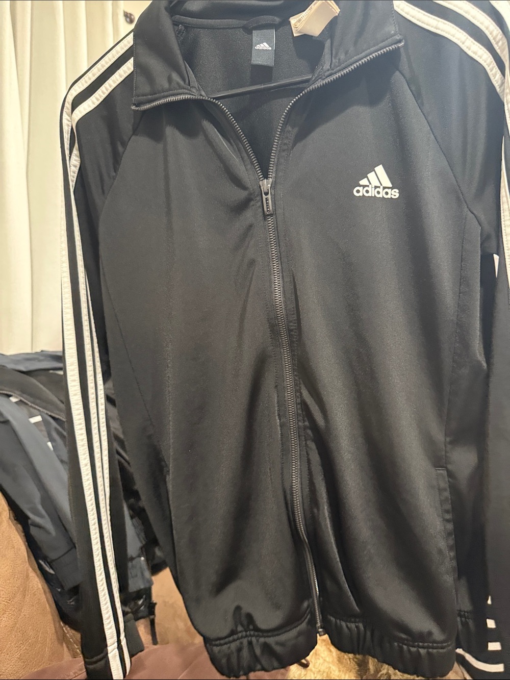 adidas Black Jacket with White Stripes